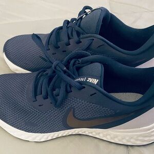 Nike Navy and holographic stripe. Athletic Sneakers